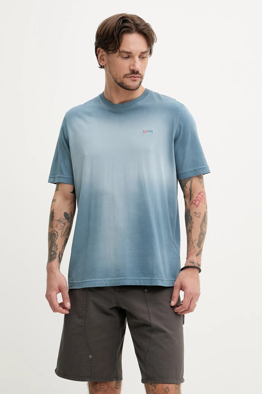 Levně Bavlněné tričko Diesel T-ADJUST-R15 T-SHIRT šedá barva, A16621.0PKAL
