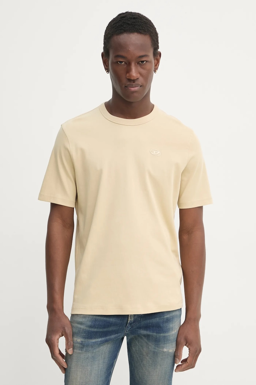 Diesel tricou T-ADJUST-SLITS-R17 T-SHIRT bărbați, culoarea bej, uni, A16672.0AIJU