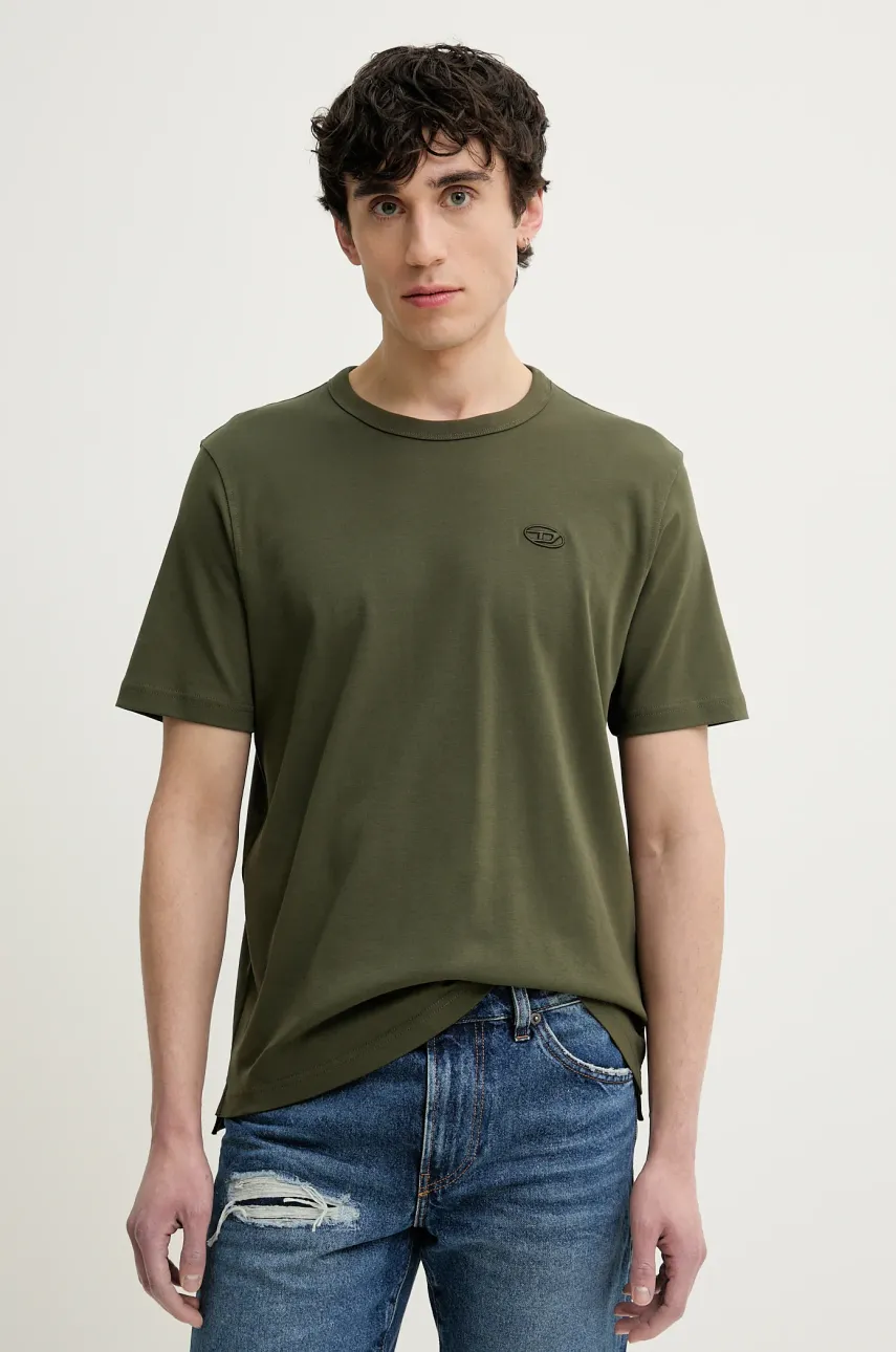 Diesel tricou T-ADJUST-SLITS-R17 T-SHIRT bărbați, culoarea verde, uni, A16672.0AIJU