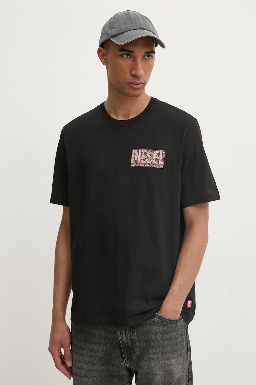 Levně Tričko Diesel T-ADJUST-R19 T-SHIRT černá barva, s aplikací, A17257.0AGRI