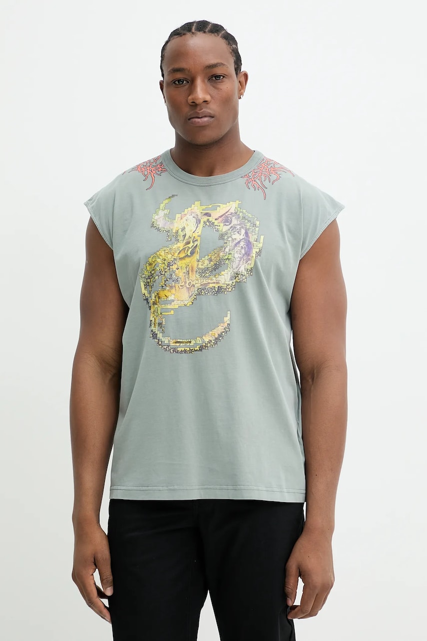 Diesel tricou din bumbac T-BOXT-SL-R1 TANK TOP culoarea gri, A17640.0SLBT Diesel tricou din bumbac T-BOXT-SL-R1 TANK TOP culoarea gri, A17640.0SLBT