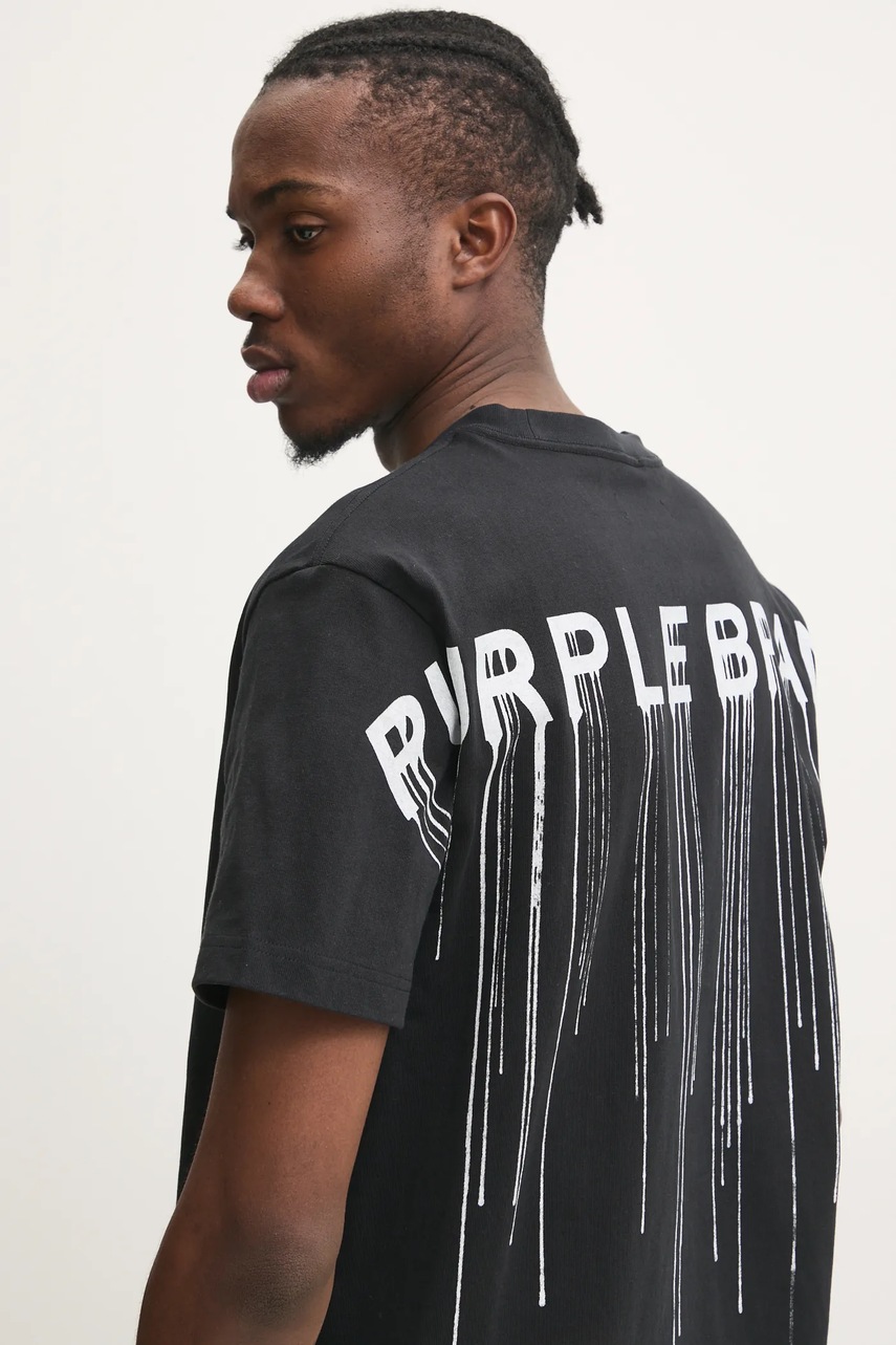 PURPLE BRAND tricou din bumbac HWT JERSEY SS TEE bărbați, culoarea negru, cu imprimeu, P117-HBWD125