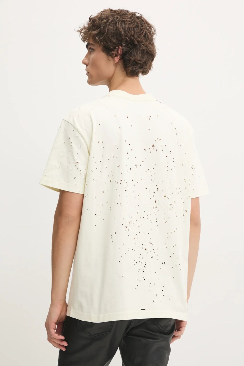 PURPLE BRAND pamut póló HWT JERSEY SS TEE bézs, férfi, nyomott mintás, P117-HFGT125 termék 2. képe