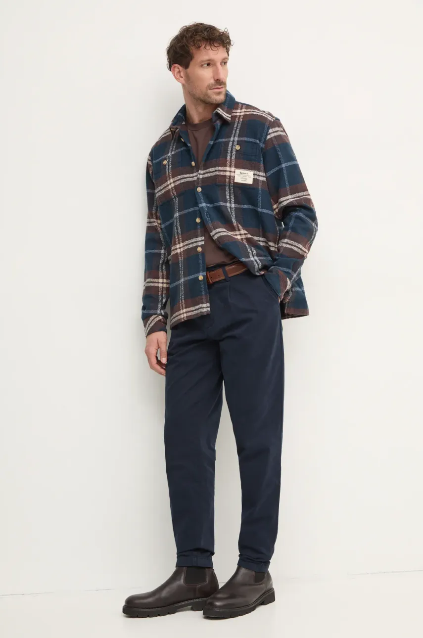 Хлопковая футболка Barbour мужская цвет коричневый с принтом MTS1382BR98 Хлопковая футболка Barbour мужская цвет коричневый с принтом MTS1382BR98