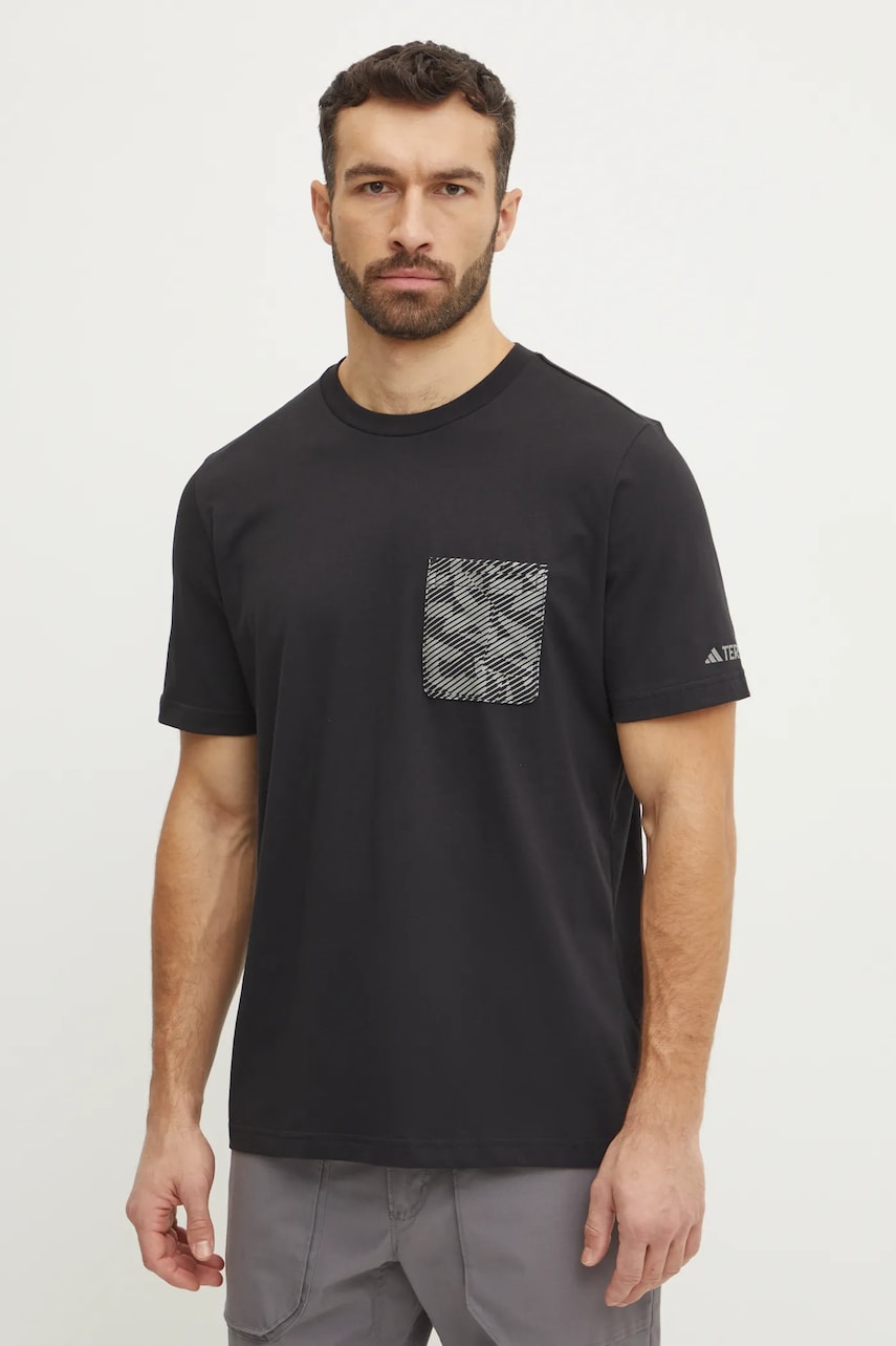 adidas TERREX tricou Puzzle barbati, culoarea negru, cu imprimeu, IZ0468 adidas TERREX tricou Puzzle barbati, culoarea negru, cu imprimeu, IZ0468