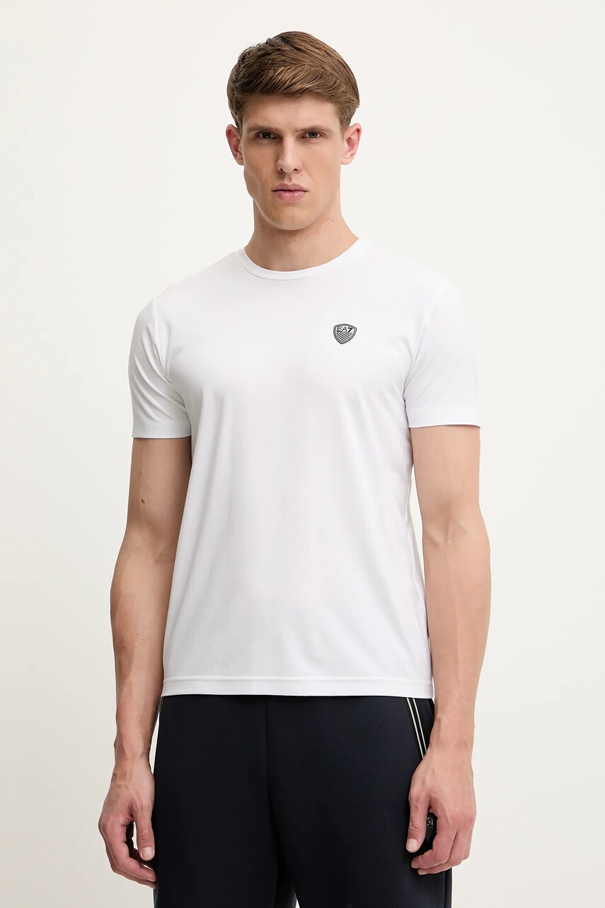 EA7 Emporio Armani tricou culoarea alb, neted, PJRGZ.8NPT16