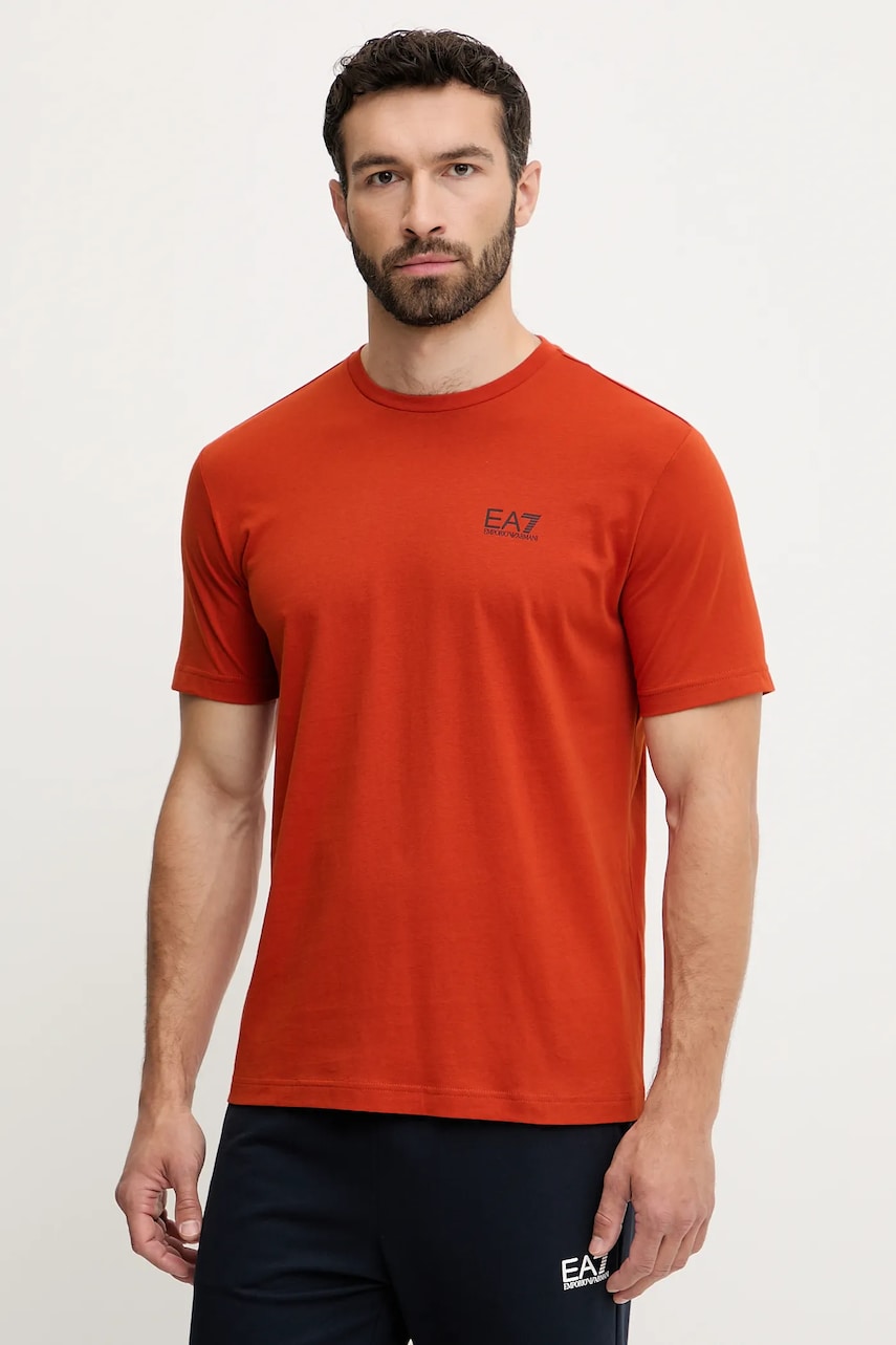 EA7 Emporio Armani tricou din bumbac culoarea gri, cu imprimeu, AF10375.7M000567