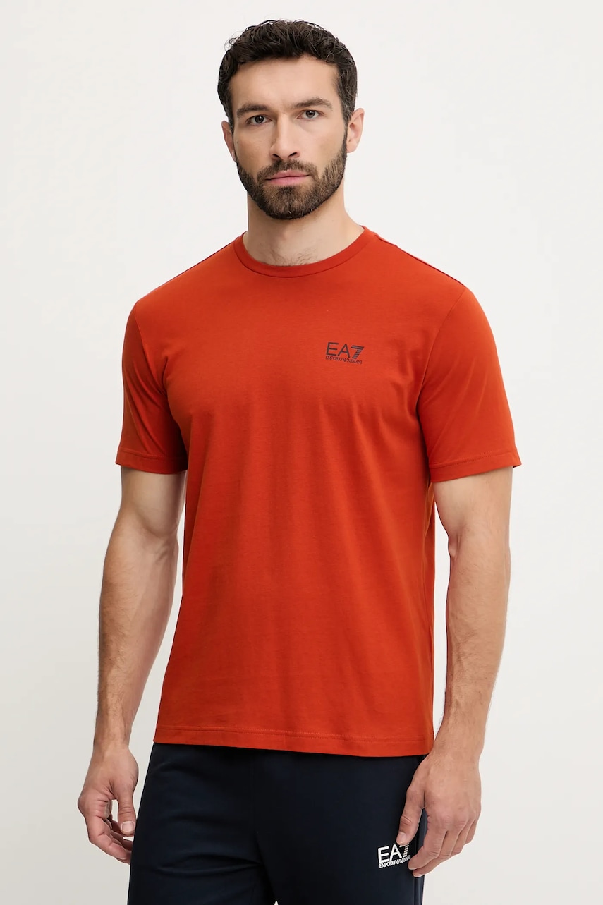 EA7 Emporio Armani tricou din bumbac culoarea gri, cu imprimeu, AF10375.7M000567