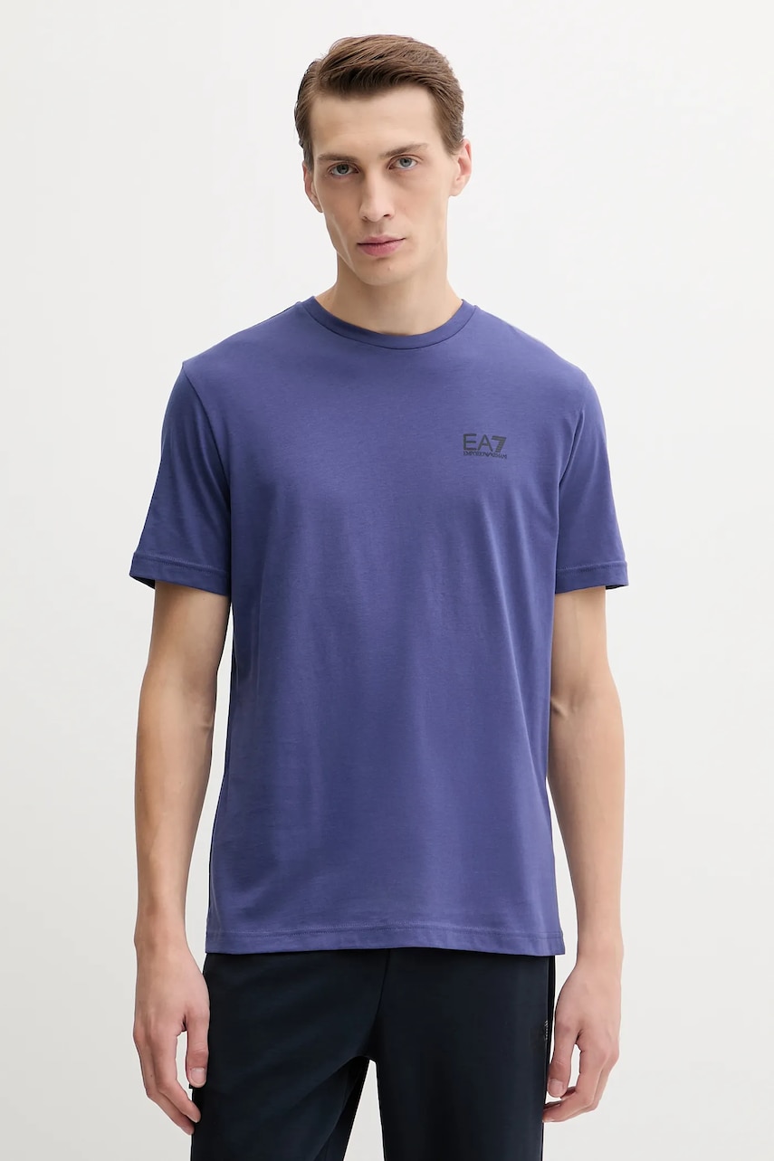 EA7 Emporio Armani tricou din bumbac culoarea gri, cu imprimeu, AF10375.7M000567