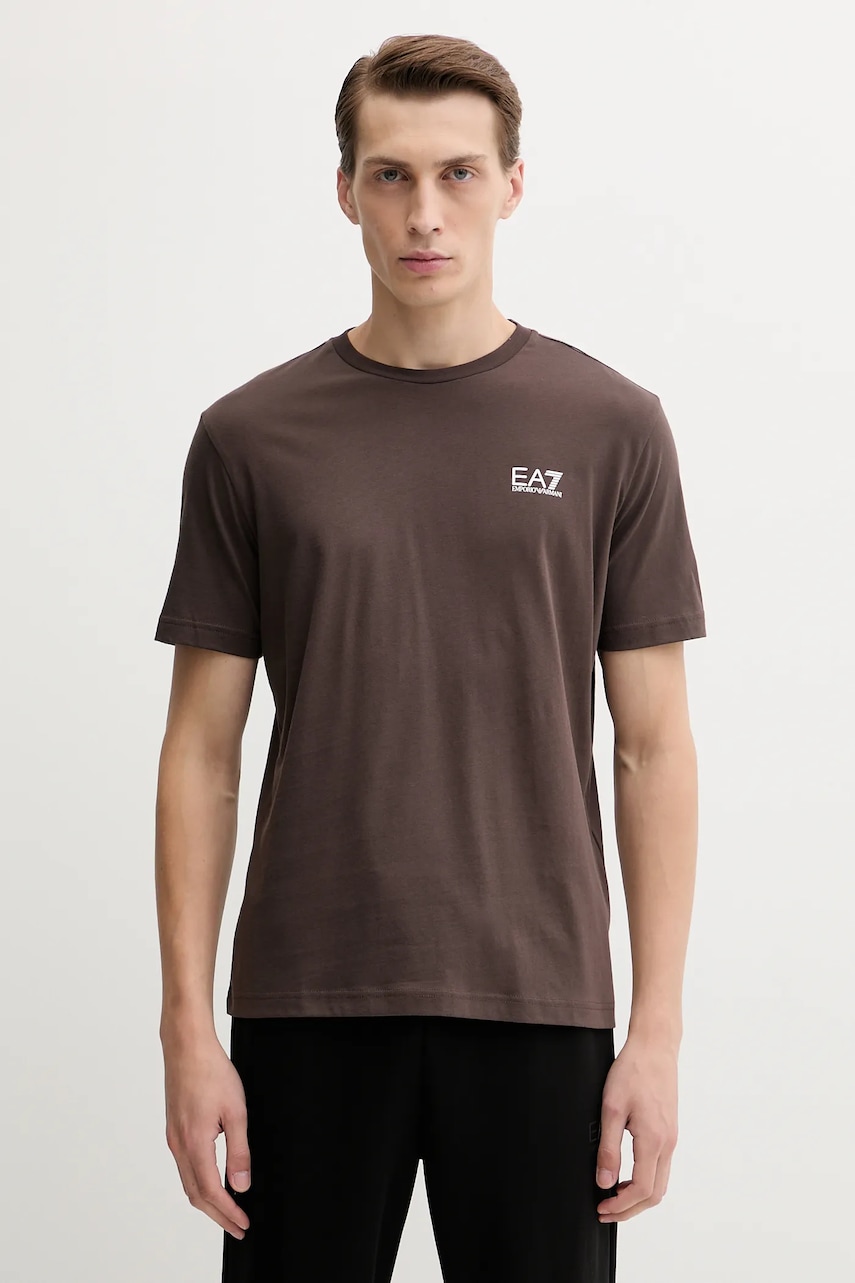 EA7 Emporio Armani tricou din bumbac culoarea gri, cu imprimeu, AF10375.7M000567
