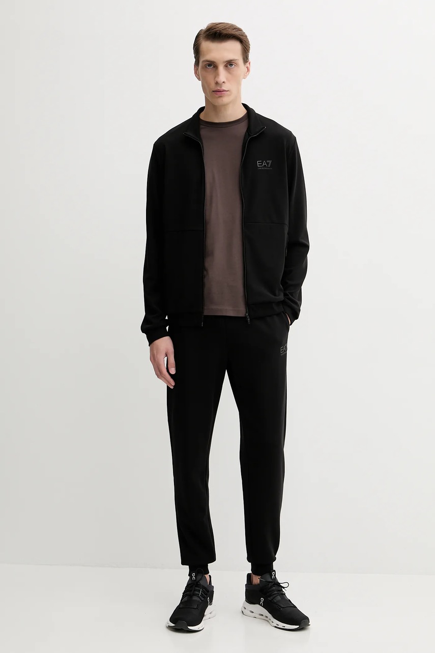 Хлопковая футболка EA7 Emporio Armani цвет серый с принтом AF10375.7M000567 Хлопковая футболка EA7 Emporio Armani цвет серый с принтом AF10375.7M000567