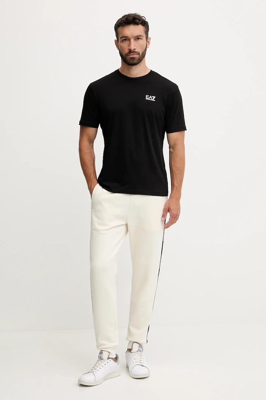 Хлопковая футболка EA7 Emporio Armani цвет серый с принтом AF10375.7M000567 Хлопковая футболка EA7 Emporio Armani цвет серый с принтом AF10375.7M000567