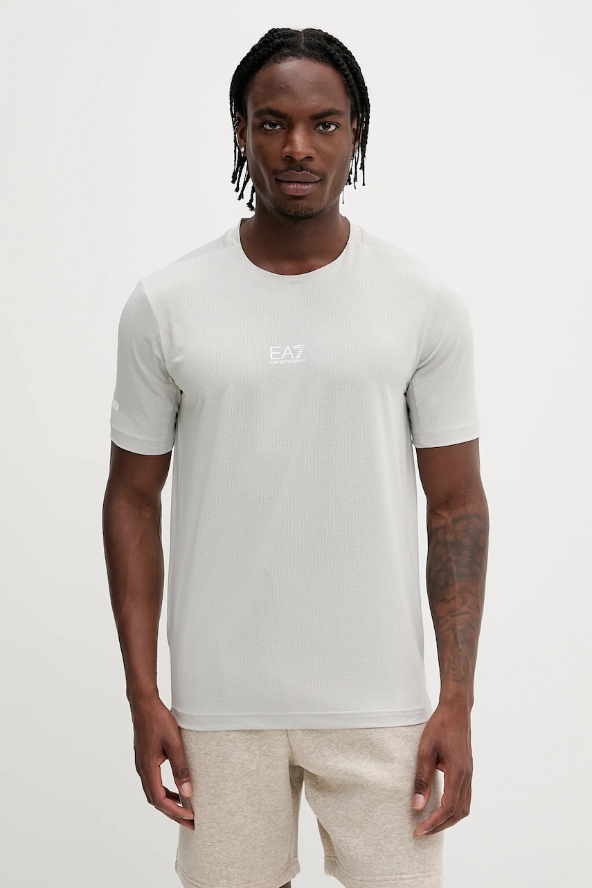 Levně Tréninkové tričko EA7 Emporio Armani pánské, šedá barva, AF13912.7M000521