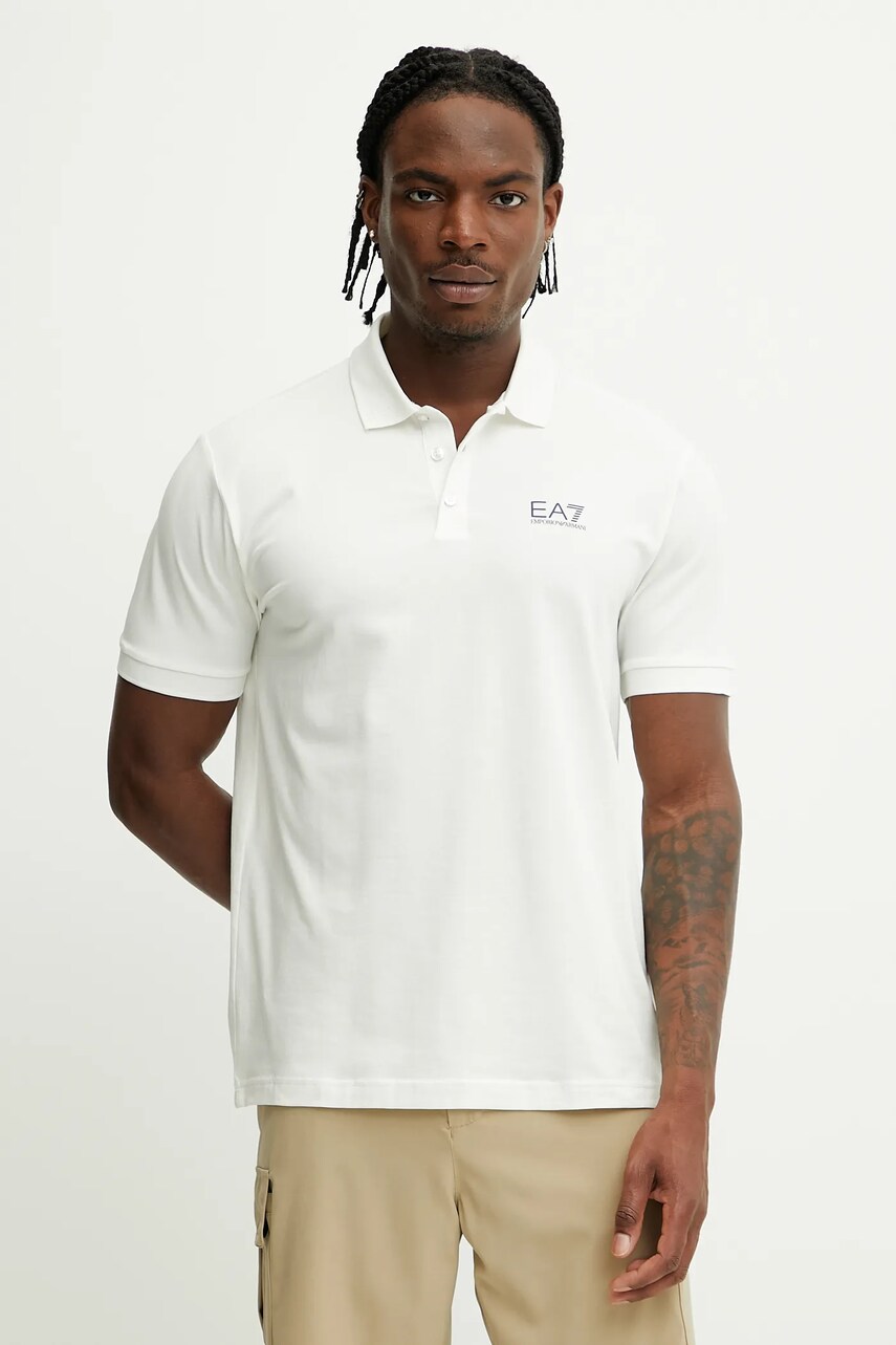 Levně Polo tričko EA7 Emporio Armani pánské, béžová barva, AF10373.7M000182