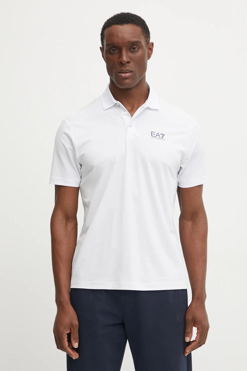 Levně Polo tričko EA7 Emporio Armani bílá barva, s potiskem, AF13530.7M000180