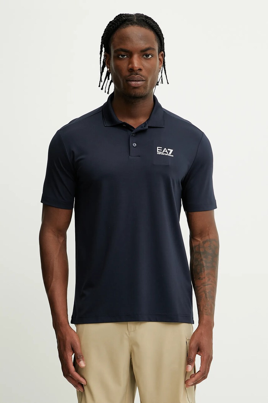Levně Polo tričko EA7 Emporio Armani černá barva, s potiskem, AF13530.7M000180