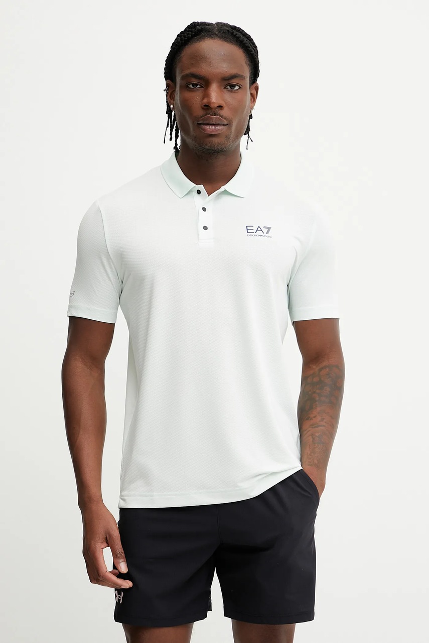 EA7 Emporio Armani polo de antrenament culoarea verde, cu imprimeu, AF13755.7M000168