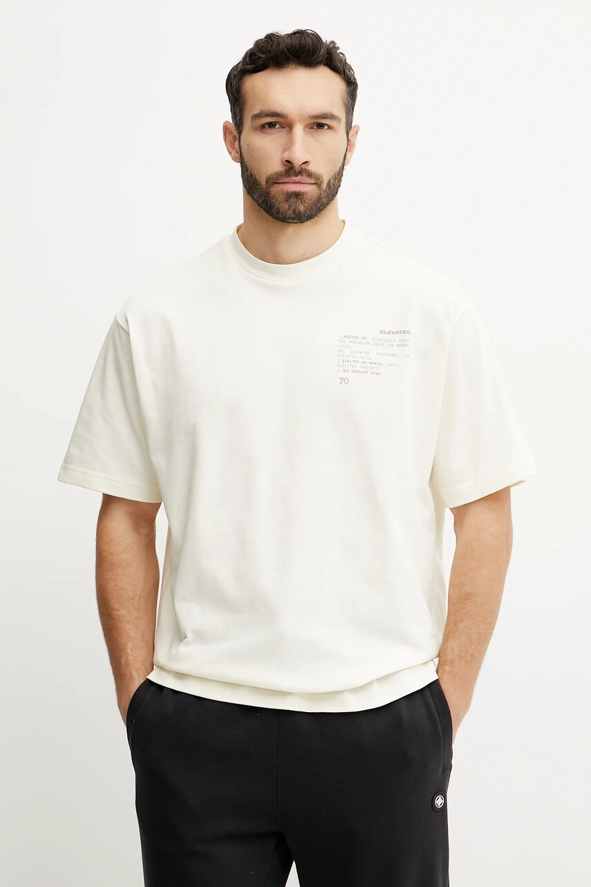 Levně Bavlněné tričko EA7 Emporio Armani béžová barva, s potiskem, AF12957.7X000082