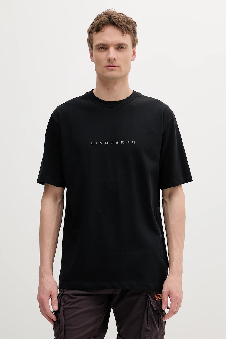 Lindbergh tricou din bumbac culoarea negru, uni, 30-400120B Lindbergh tricou din bumbac culoarea negru, uni, 30-400120B