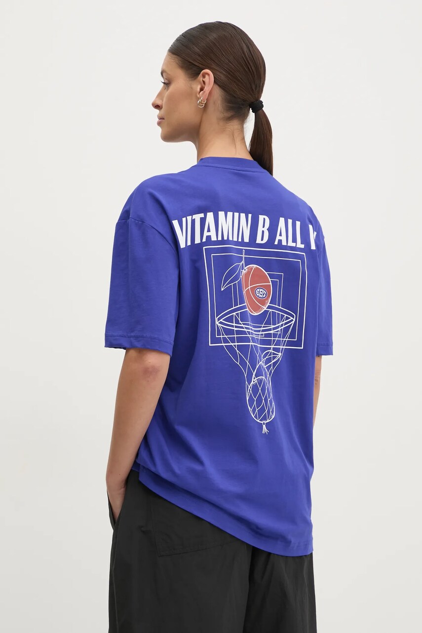 Levně Bavlněné tričko EA7 Emporio Armani fialová barva, s potiskem, AF13244.7M000118