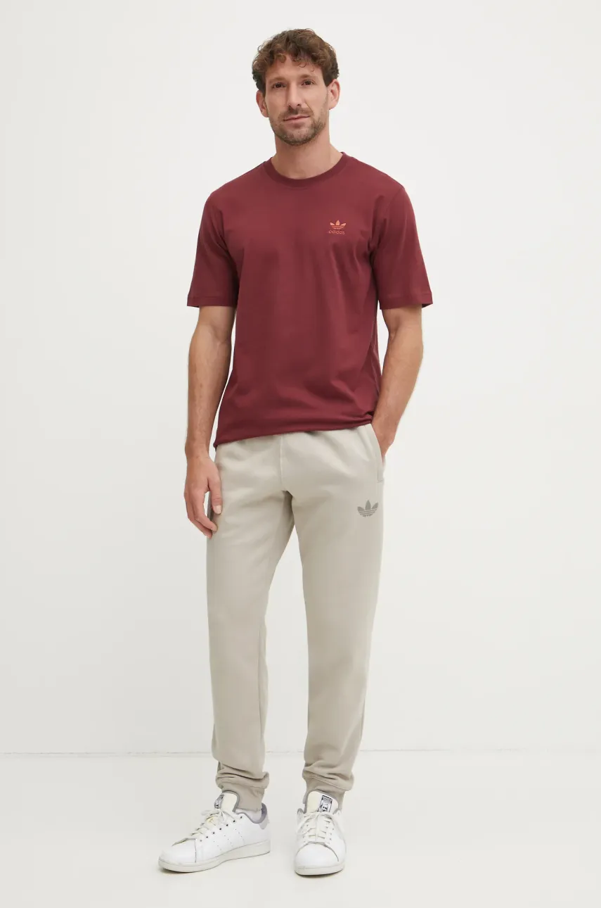 Хлопковая футболка adidas Originals Trefoil мужская цвет бордовый однотонная JC9992 Хлопковая футболка adidas Originals Trefoil мужская цвет бордовый однотонная JC9992