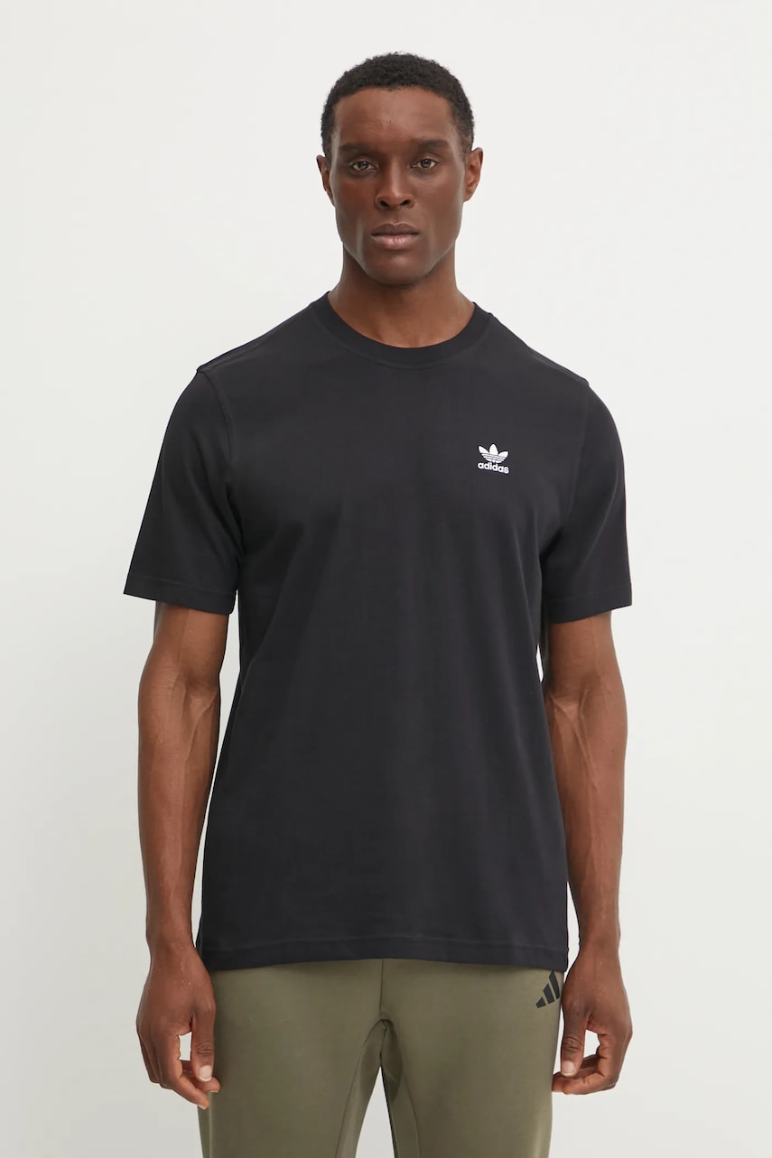 adidas Originals tricou din bumbac Trefoil barbati, culoarea negru, neted, JI8545