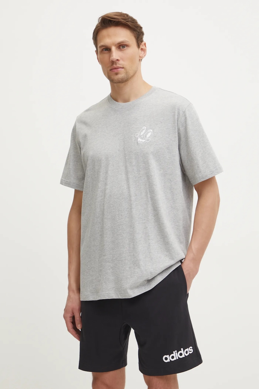 adidas Originals tricou din bumbac MBN TEE barbati, culoarea gri, cu imprimeu, JN7029 adidas Originals tricou din bumbac MBN TEE barbati, culoarea gri, cu imprimeu, JN7029