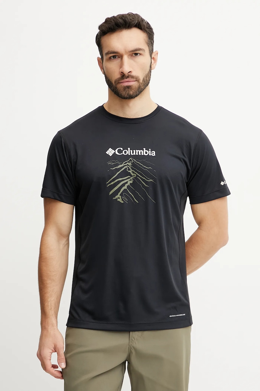 Columbia tricou sport Zero Rules culoarea negru, cu imprimeu, 2118541 Columbia tricou sport Zero Rules culoarea negru, cu imprimeu, 2118541