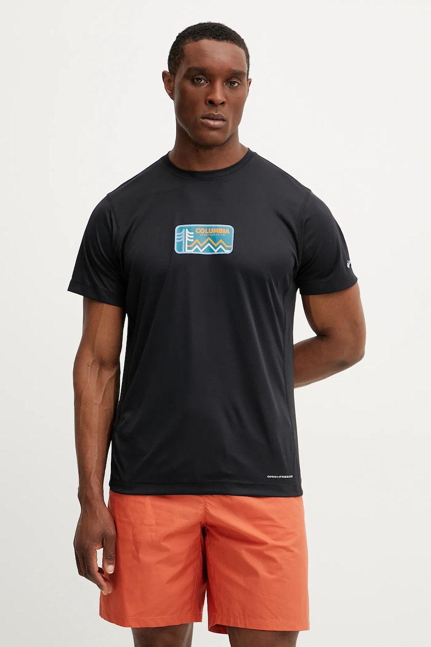Columbia tricou sport Zero Rules culoarea negru, cu imprimeu, 2118541 Columbia tricou sport Zero Rules culoarea negru, cu imprimeu, 2118541