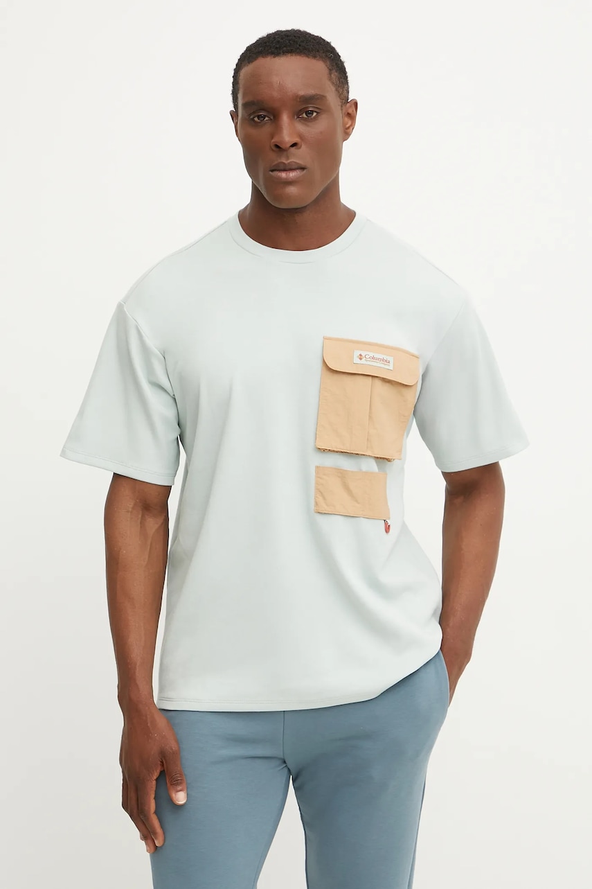 Columbia tricou Cove Beach bărbați, culoarea turcoaz, cu imprimeu, 2126091