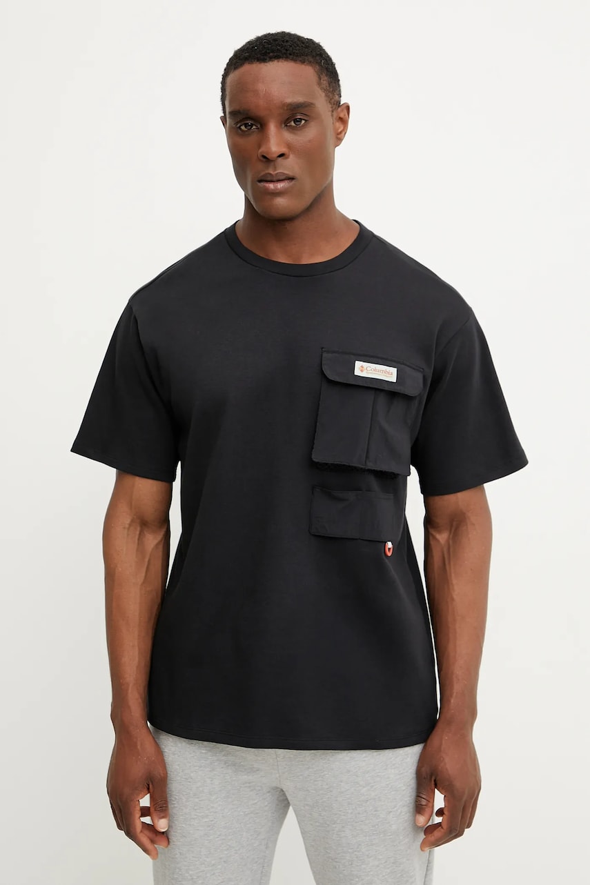 Columbia tricou Cove Beach bărbați, culoarea negru, cu imprimeu, 2126091