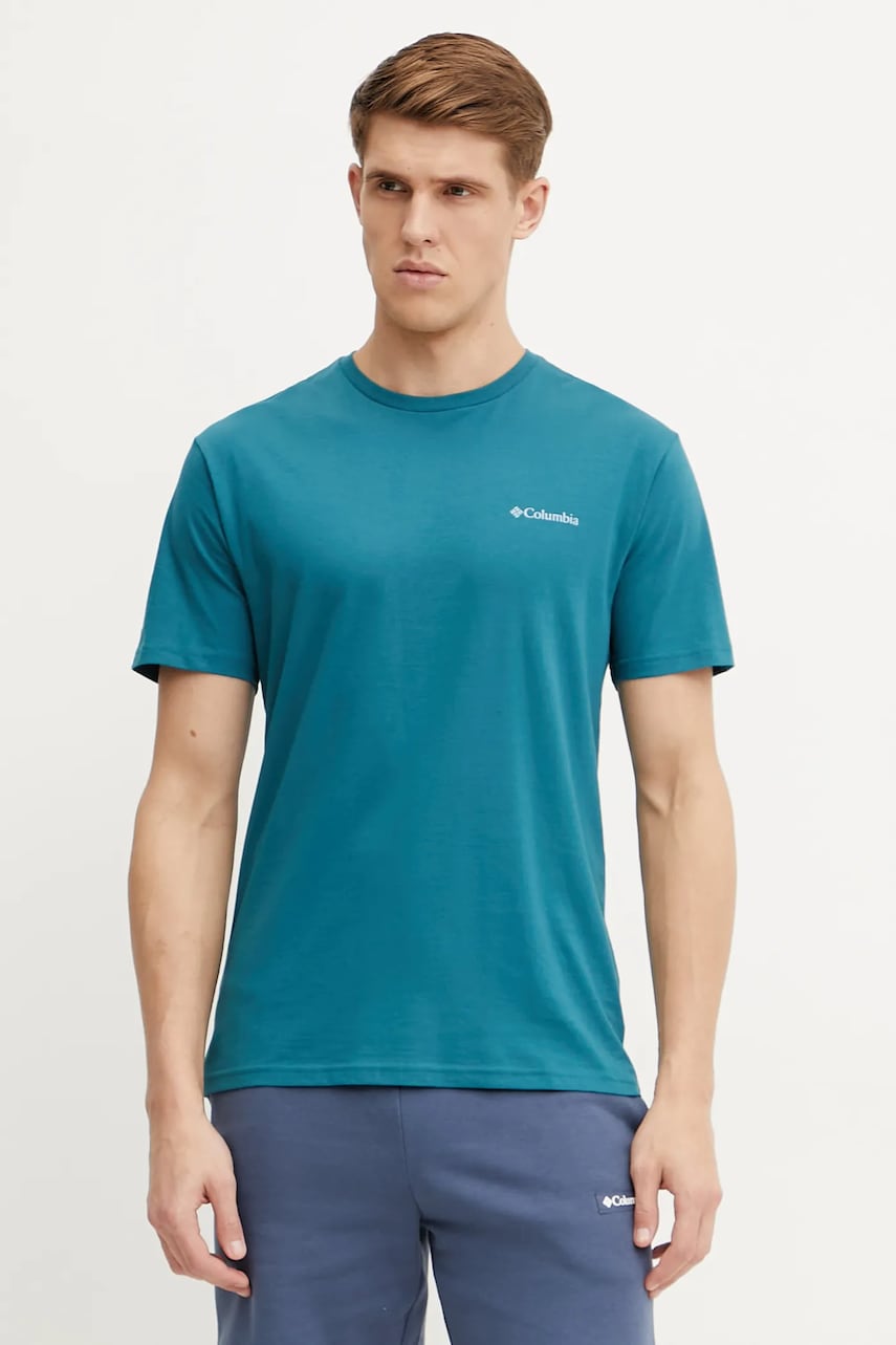Columbia tricou din bumbac North Cascades barbati, culoarea verde, cu imprimeu, 1834041. Columbia tricou din bumbac North Cascades barbati, culoarea verde, cu imprimeu, 1834041.
