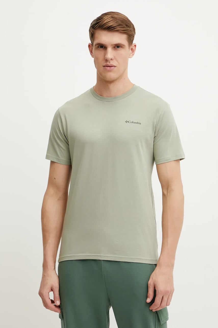 Columbia tricou din bumbac North Cascades barbati, culoarea verde, cu imprimeu, 1834041.