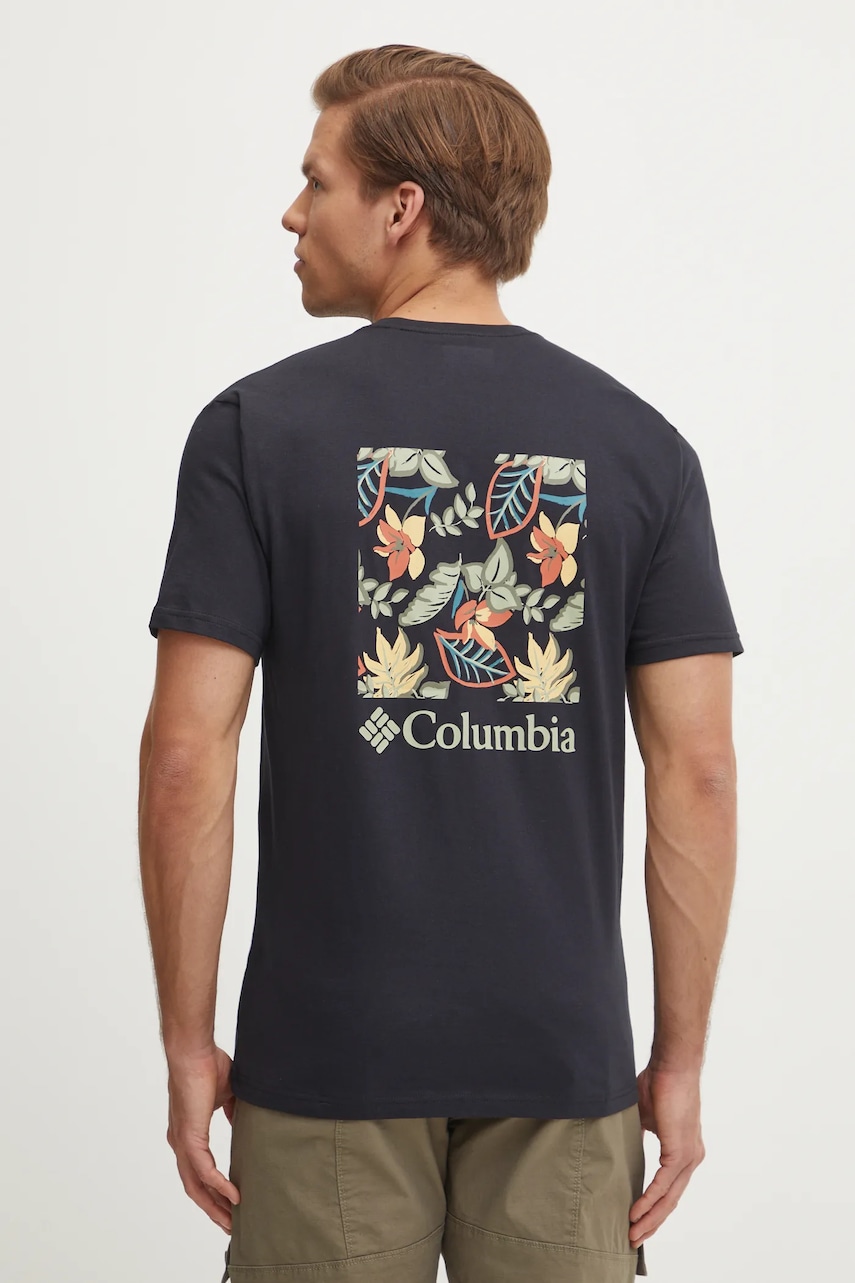 Columbia tricou din bumbac North Cascades barbati, culoarea negru, cu imprimeu, 1834041. Columbia tricou din bumbac North Cascades barbati, culoarea negru, cu imprimeu, 1834041.
