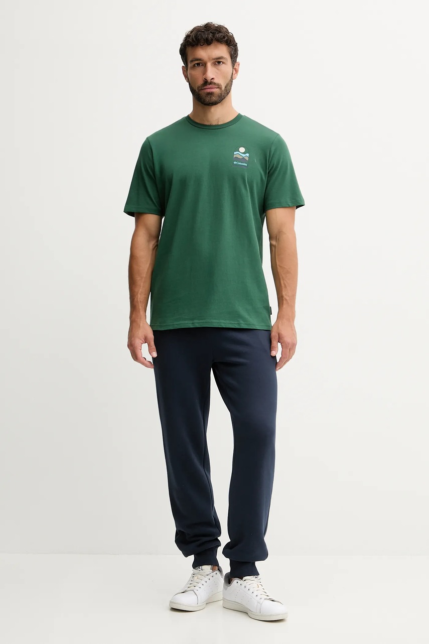 Хлопковая футболка Columbia Explorers Canyon цвет чёрный с принтом 2036451.