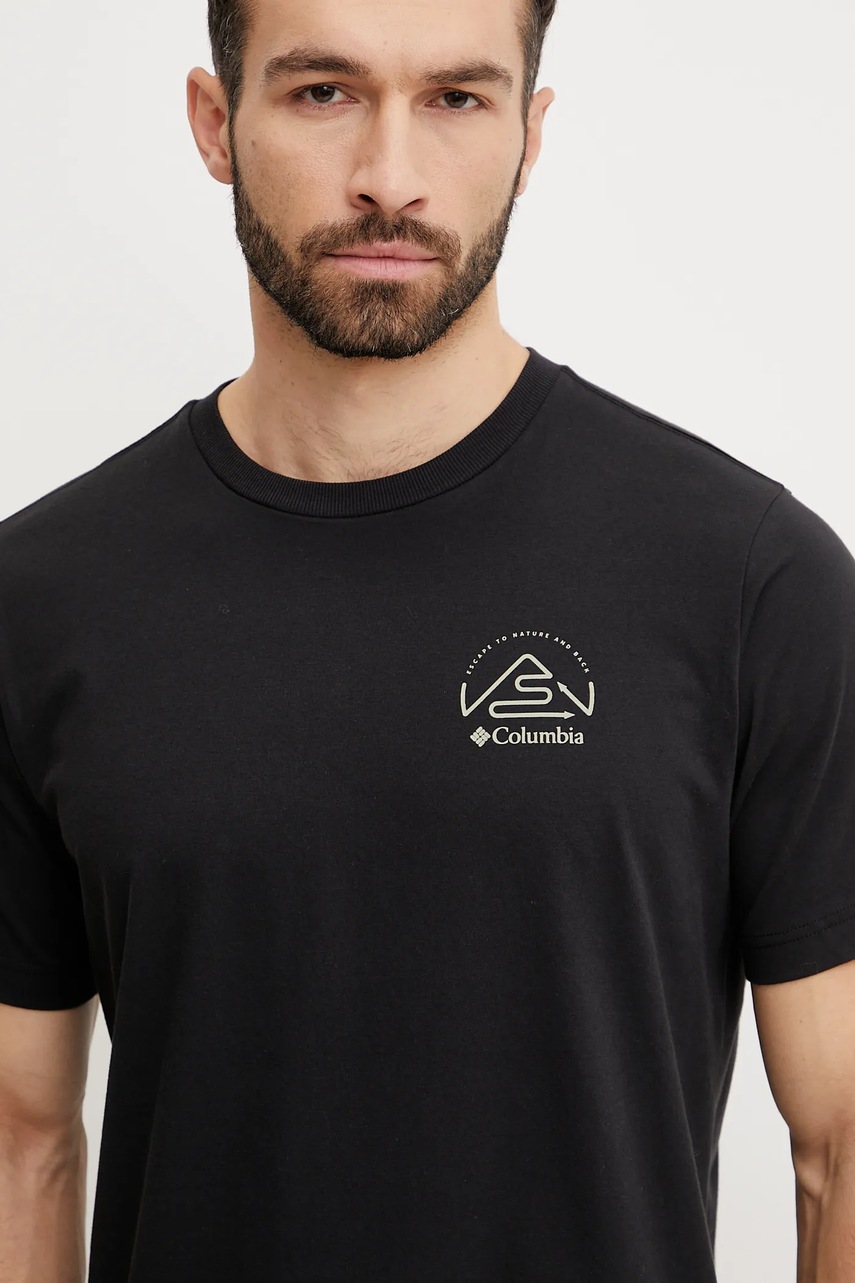 Αθλητικό μπλουζάκι Columbia Tunnel Valley χρώμα: μαύρο, 2119563 φωτογραφία