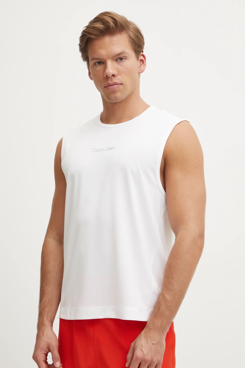 Levně Tréninkové tričko Calvin Klein Performance bílá barva, LVGMS5K165