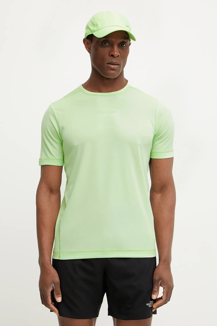 Levně Tréninkové tričko Calvin Klein Performance zelená barva, LVGMS5K159