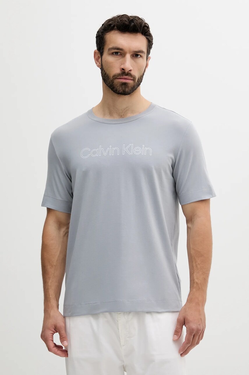Levně Tričko Calvin Klein Performance pánské, šedá barva, s potiskem, LVGMS5K164