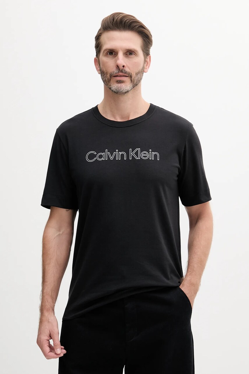 Levně Tričko Calvin Klein Performance pánské, černá barva, s potiskem, LVGMS5K164