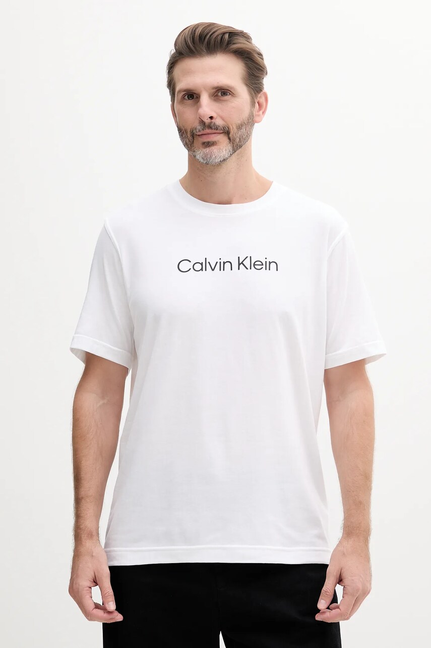 Levně Tričko Calvin Klein Performance pánské, bílá barva, s aplikací, LVGMS5K182