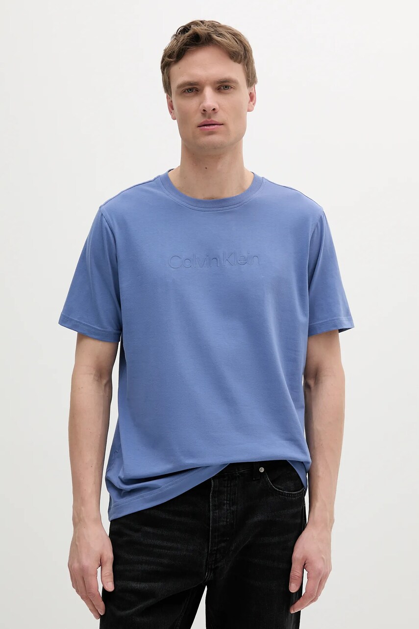 Levně Tričko Calvin Klein Performance pánské, fialová barva, s aplikací, LVGMS5K182