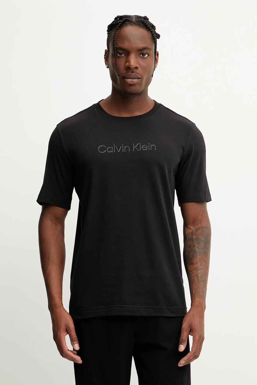 Levně Tričko Calvin Klein Performance pánské, černá barva, s aplikací, LVGMS5K182