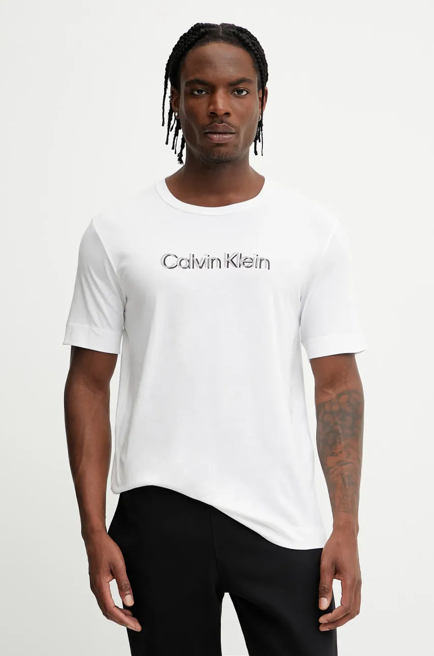 Levně Tričko Calvin Klein Performance pánské, bílá barva, s potiskem, LVGMS5K183