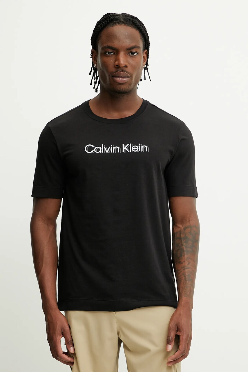 Levně Tričko Calvin Klein Performance pánské, černá barva, s potiskem, LVGMS5K183