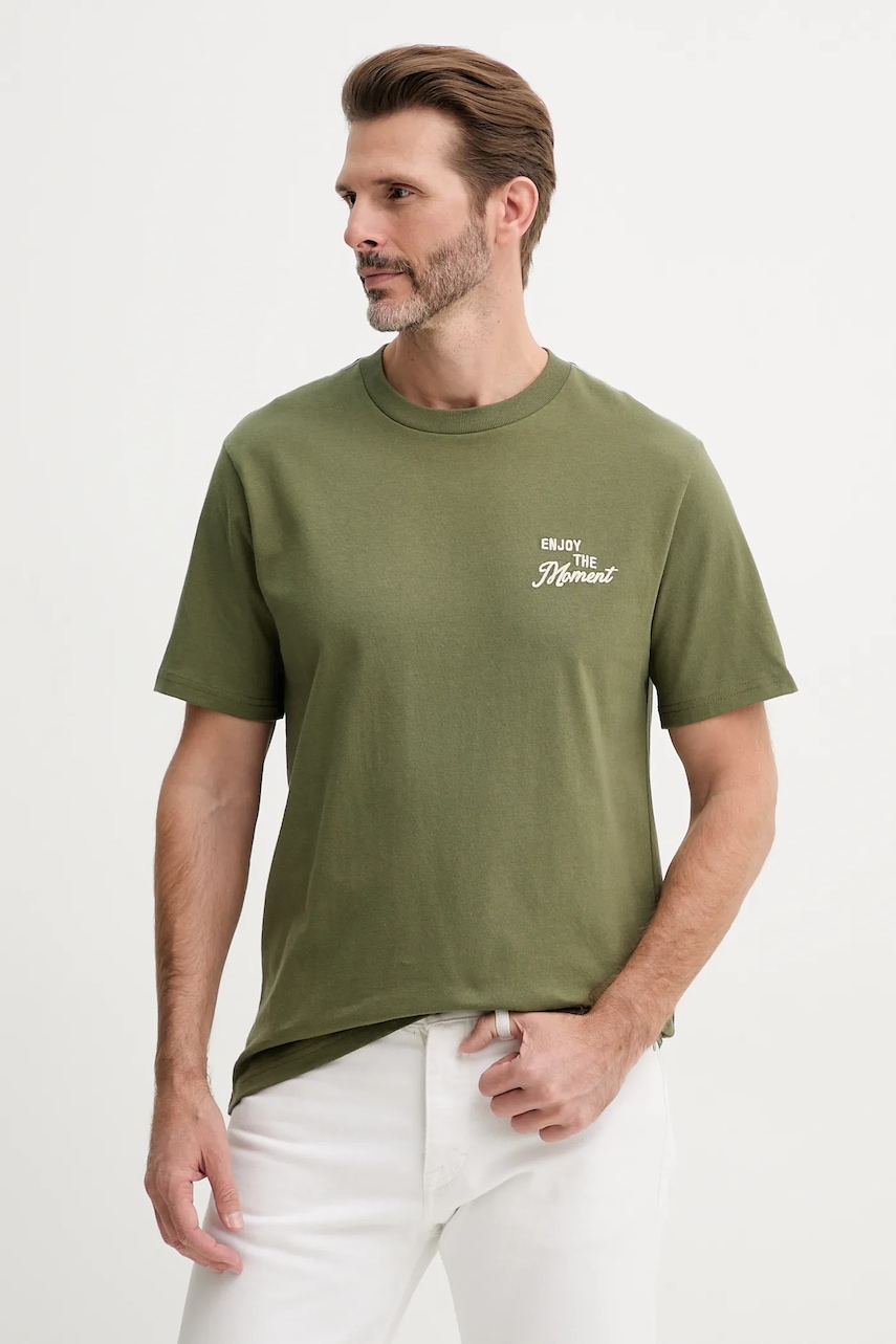 United Colors of Benetton tricou din bumbac barbati, culoarea verde, cu imprimeu, 34BNU10AP