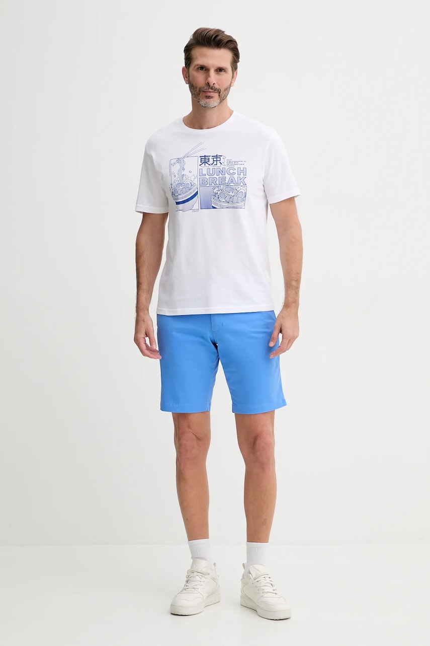Хлопковая футболка United Colors of Benetton мужская цвет белый с принтом 3I1XU10A4 Хлопковая футболка United Colors of Benetton мужская цвет белый с принтом 3I1XU10A4