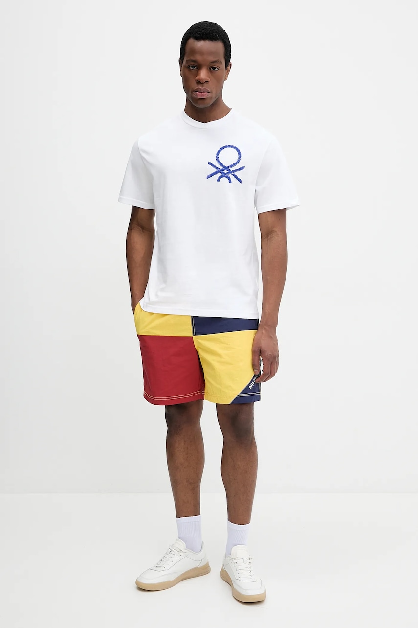 Хлопковая футболка United Colors of Benetton мужская цвет белый с принтом 3BL0U10A2 Хлопковая футболка United Colors of Benetton мужская цвет белый с принтом 3BL0U10A2