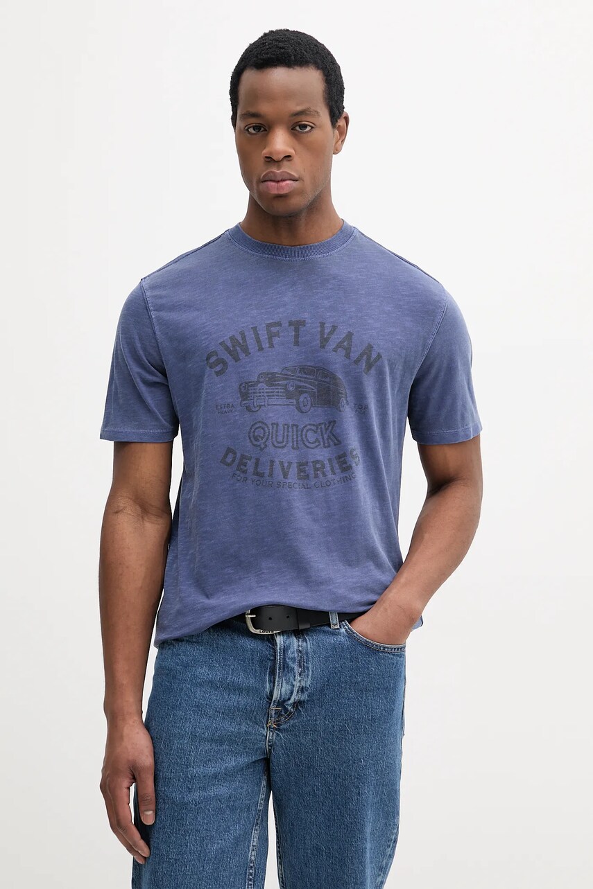 United Colors of Benetton tricou din bumbac barbati, cu imprimeu, 3F98U109Y