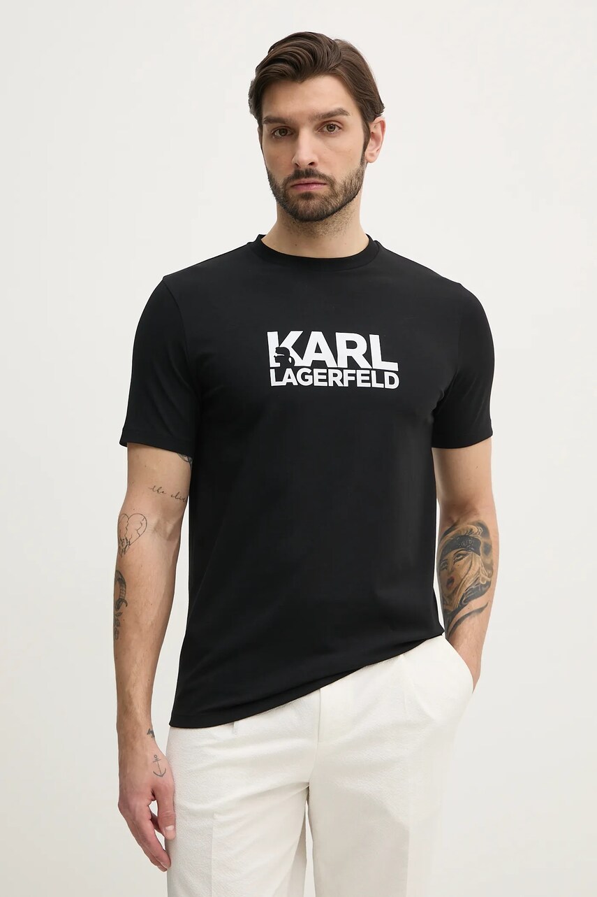 Karl Lagerfeld tricou barbati, culoarea negru, cu imprimeu, 552235.755087